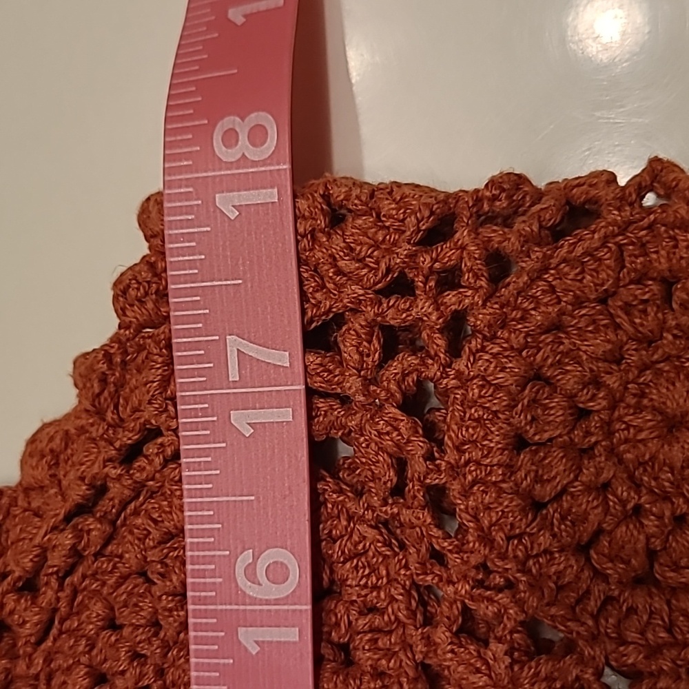 OBR Rust Orange Crochet Button-Front Sweater Vest Medium - Picture 7 of 9